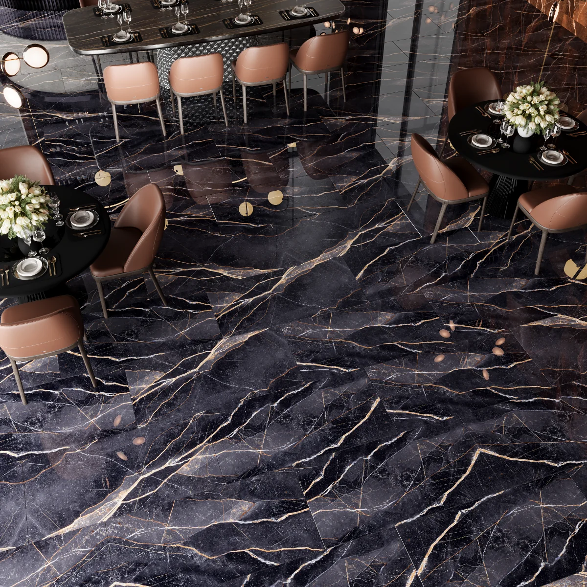 Gresie Exterior / Interior Portelanata Italian Armani Blue 60 x 120 cm Lucioasa Rectificata Tip Marmura