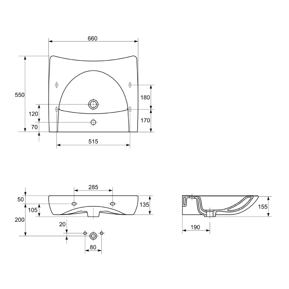 Lavoar Baie Suspendat Pentru Utilizatori Cu Mobilitate Redusa Etiuda K11-0041 65 cm Alb