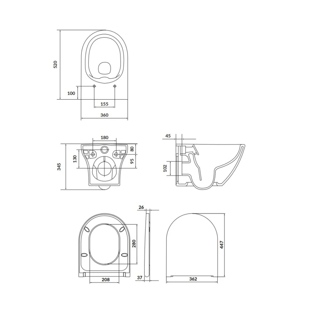 Vas WC Suspendat Cersanit Set B331 Larga Oval CleanOn Cu Capac Slim Duroplast Inchidere Lenta S701-472