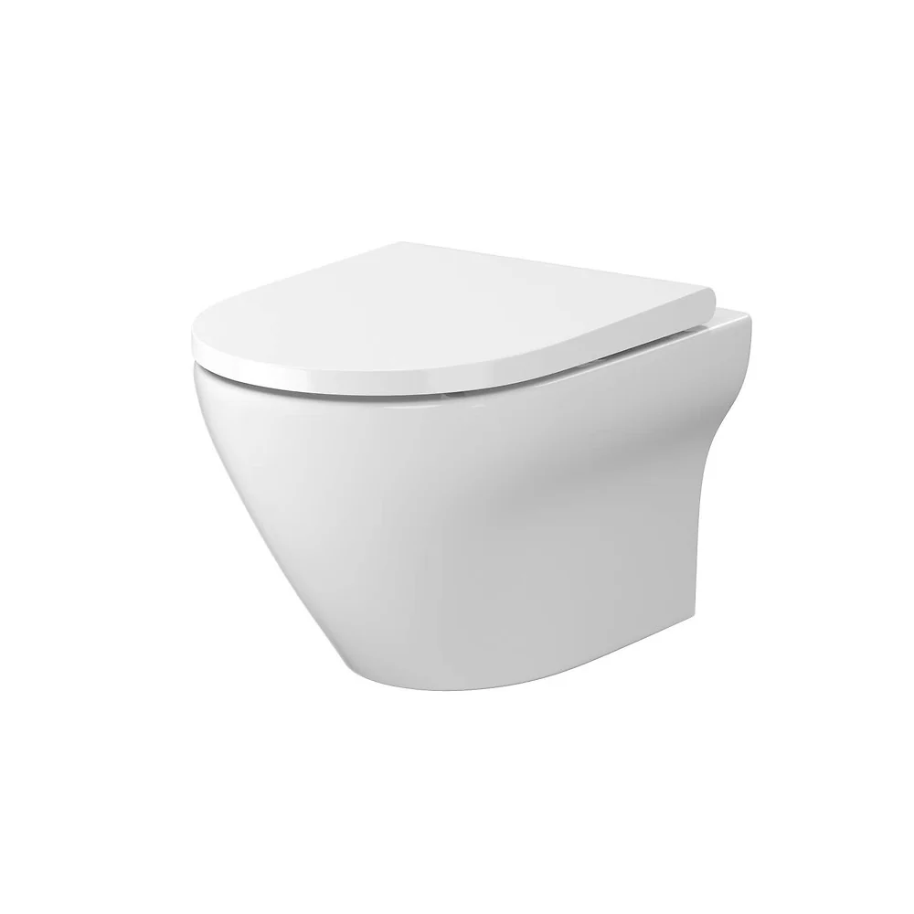 Vas WC Suspendat Cersanit Set B331 Larga Oval CleanOn Cu Capac Slim Duroplast Inchidere Lenta S701-472