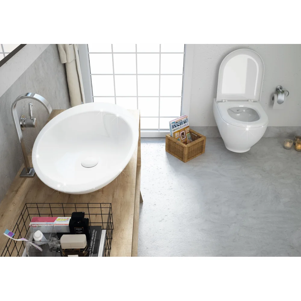 Lavoar Baie Pe Blat Celesta Ellipse 74 x 42 x 12 cm Ceramica Alb