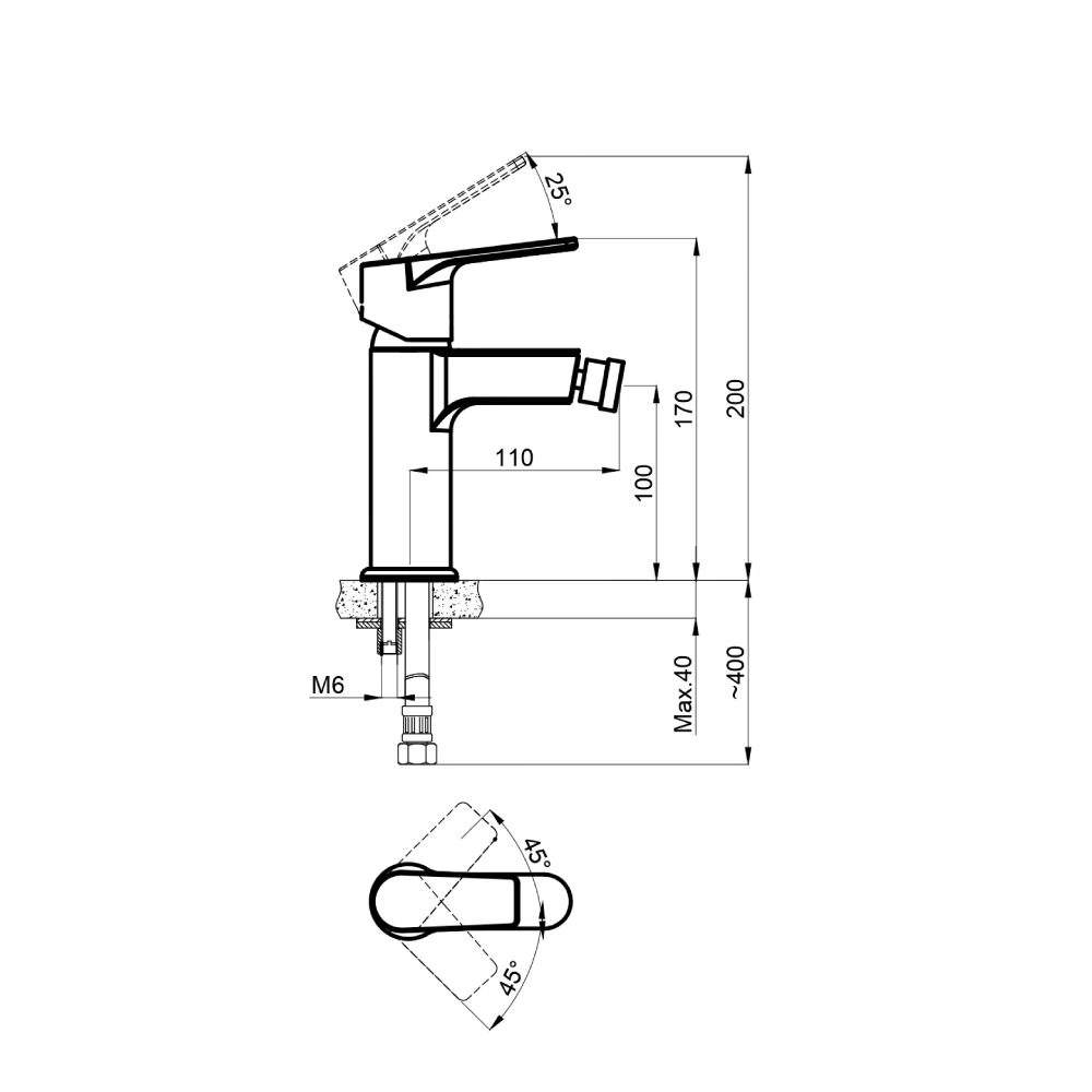 Baterie Bideu Auriu Celesta Aria Monocomandă Finisaj Lucios