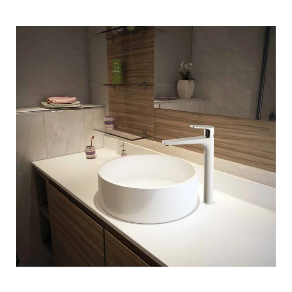 Baterie Lavoar Celesta Aria Monocomandă Înaltă Montaj Pe Blat Alb Mat