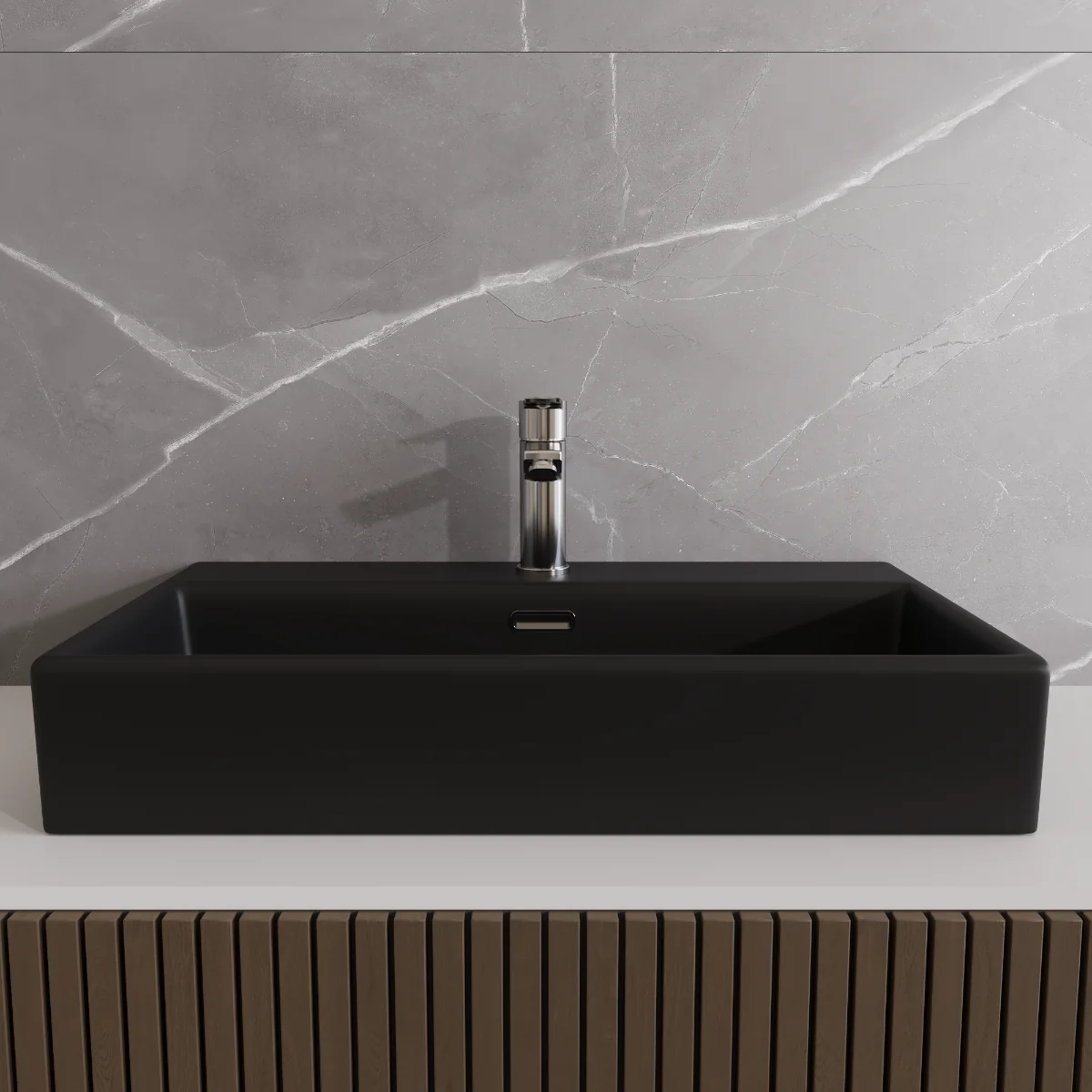 Lavoar Baie Pe Blat Celesta Urban 70 70 x 41 x 14 Cm Orificiu Baterie Ceramică Negru Mat