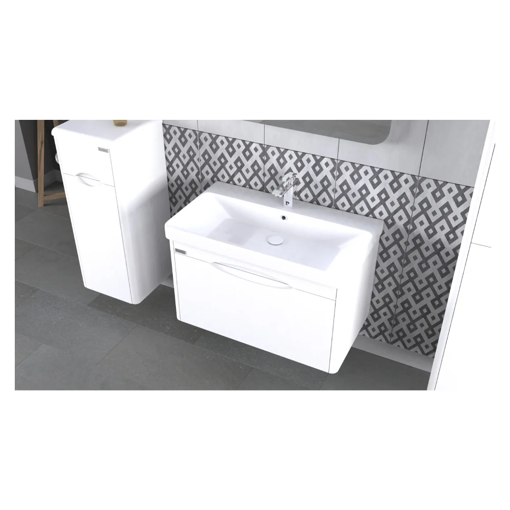 Set Mobilier Baie Pierre Cardin Pacific LED Suspendat 3 Piese Alb 80 cm