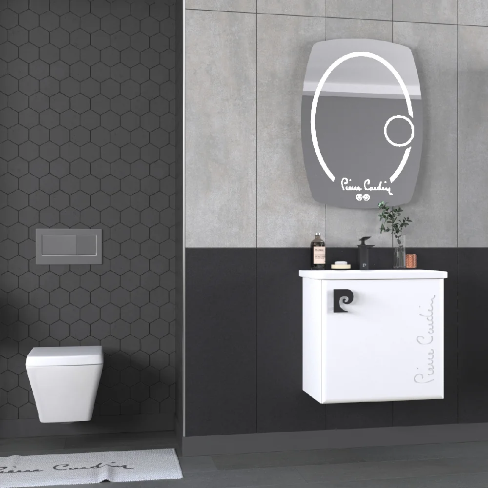 Set Mobilier Baie Pierre Cardin Star LED Suspendat 3 Piese Alb 60 Cm