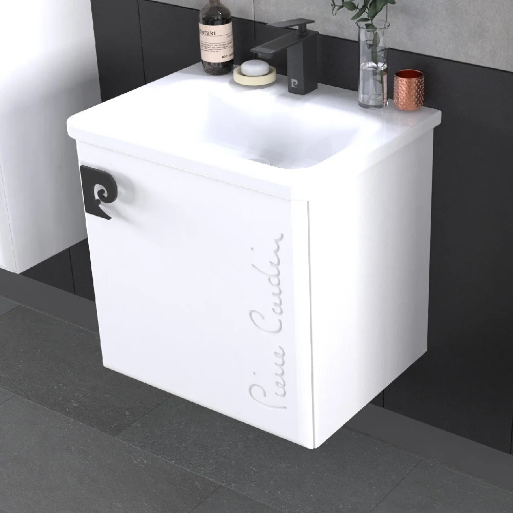 Set Mobilier Baie Pierre Cardin Star LED Suspendat 3 Piese Alb 60 Cm