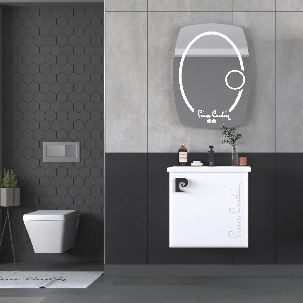 Set Mobilier Baie Pierre Cardin Star LED Suspendat 3 Piese Alb 60 Cm