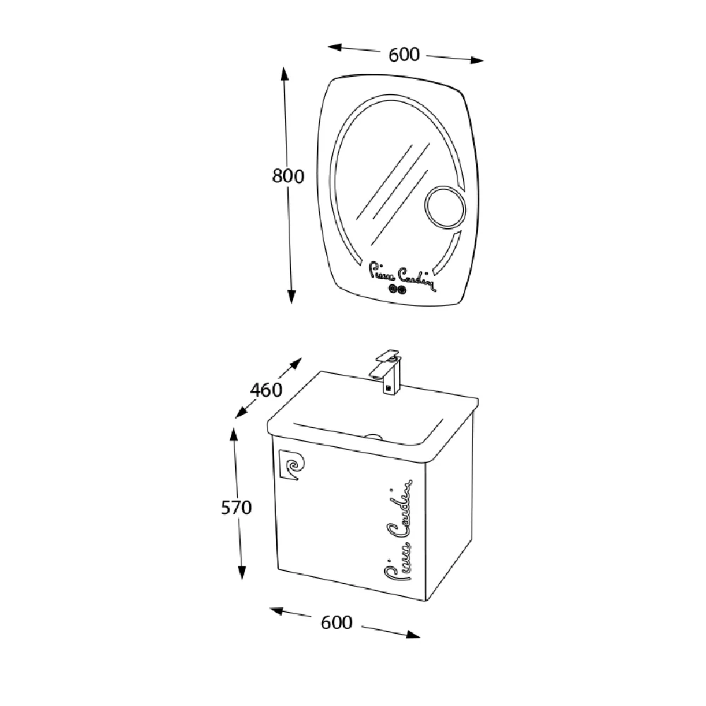 Set Mobilier Baie Pierre Cardin Star LED Suspendat 3 Piese Alb 60 Cm