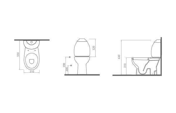 Set Vas WC Pe Pardoseala Cu Rezervor Pentru Copii CIV + Mecanism Si Capac Duroplast (Scurgere Verticala)
