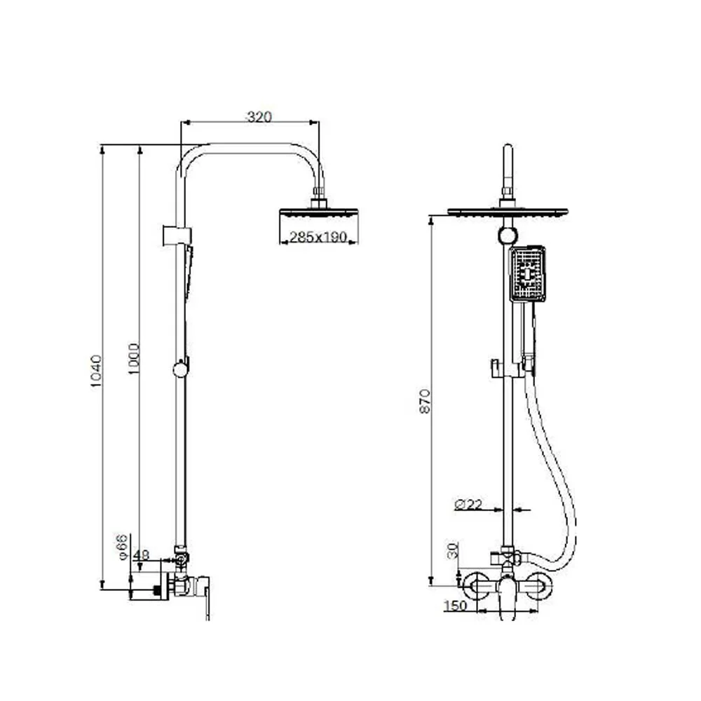 Coloana De Dus Boet Luca 14430 Bara Fixa Baterie Monocomanda Furtun Si Para De Dus Crom