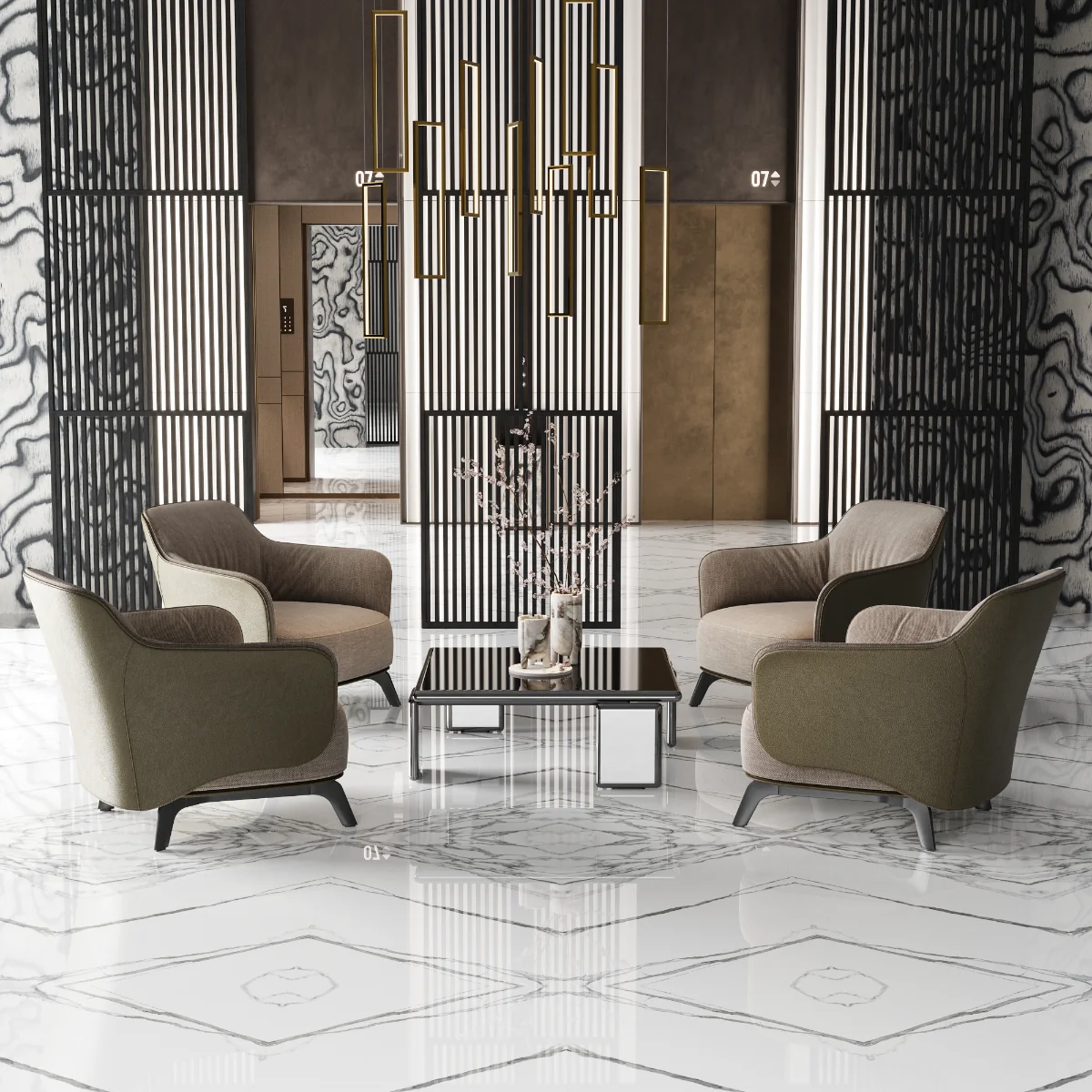 Gresie Exterior / Interior Portelanata Thunder White Bookmatch B 60 x 120 cm Lucioasa Rectificata Tip Marmura