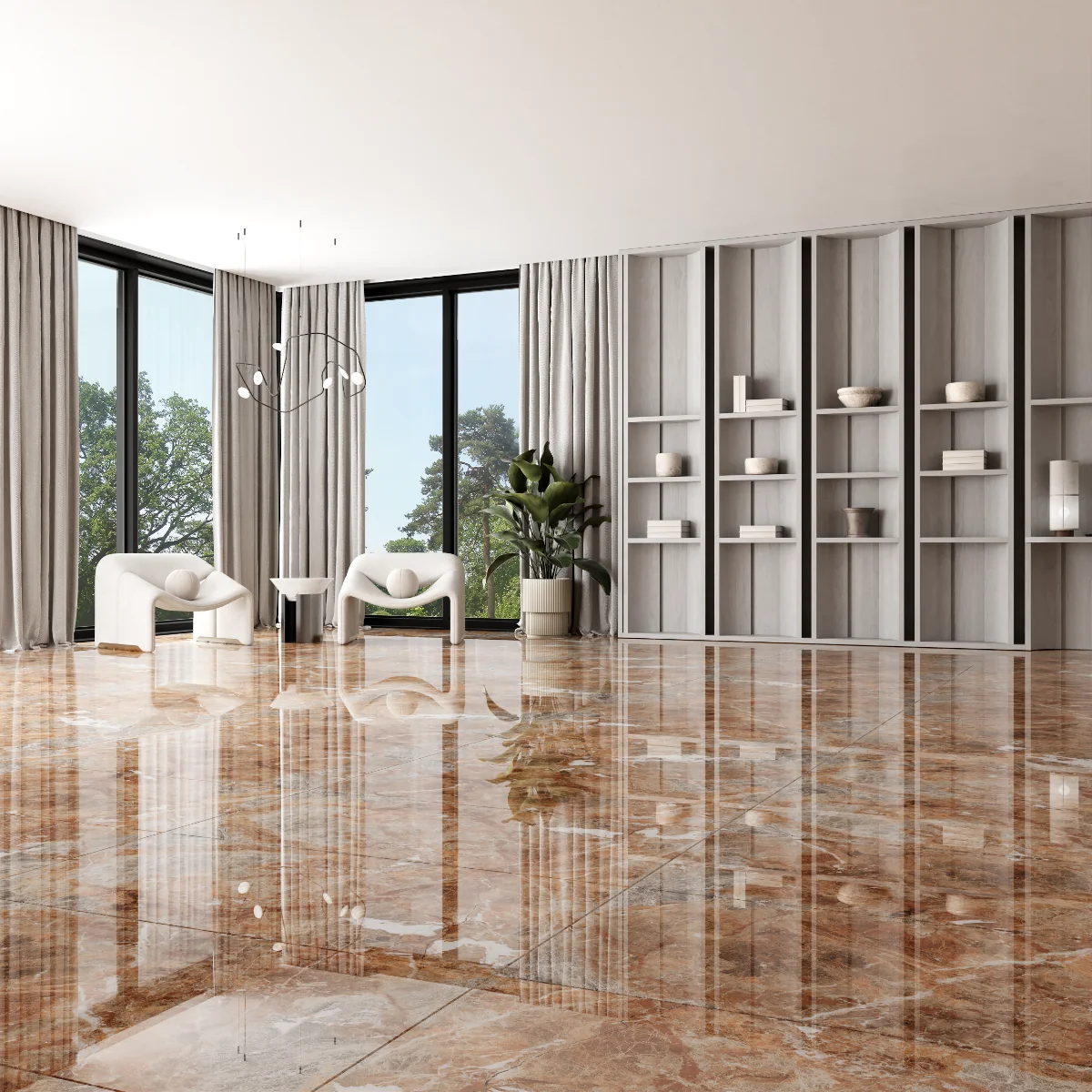 Gresie Exterior / Interior Porțelanată Rosso Delta Fantastic 60 x 120 cm Lucioasă Rectificată Tip Marmură