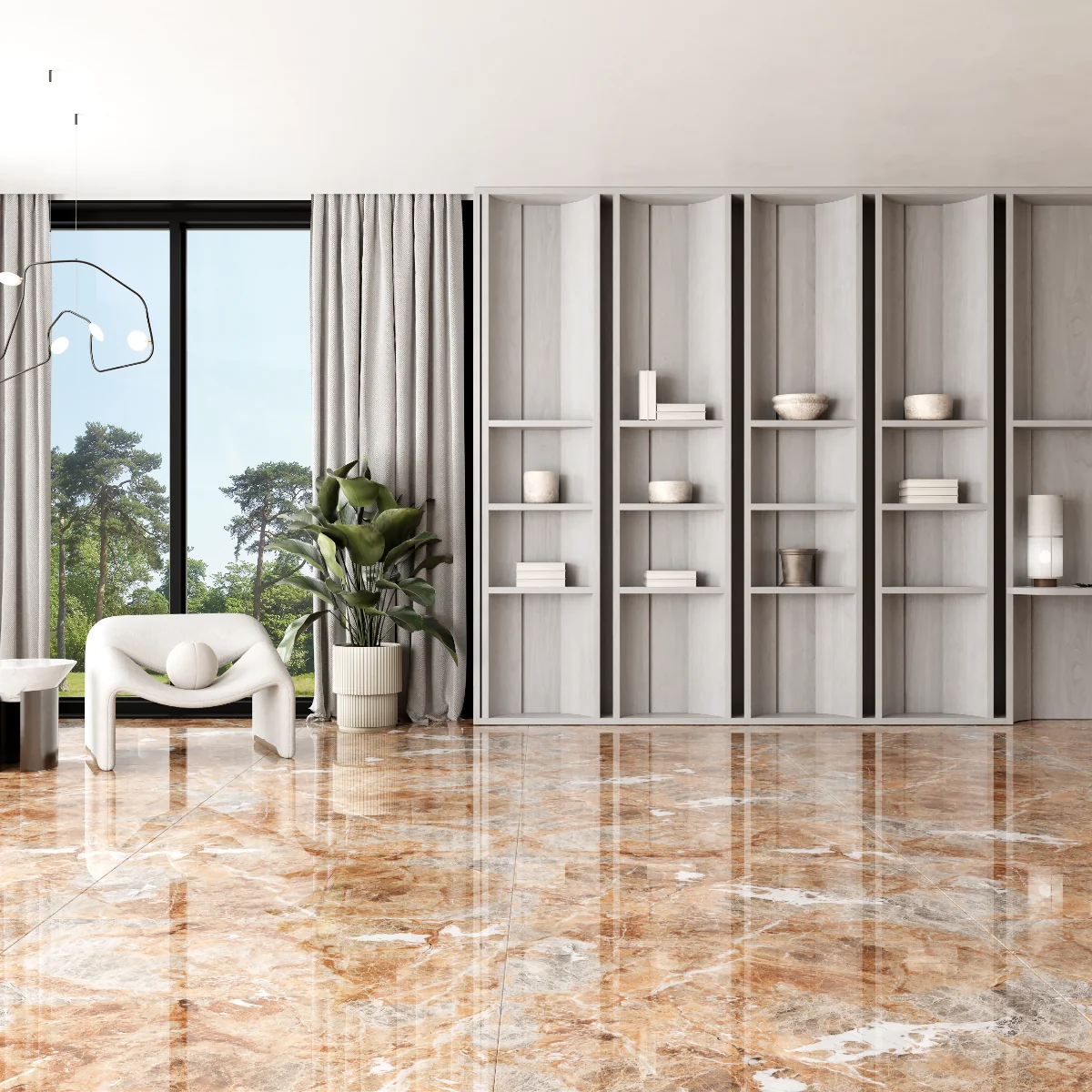 Gresie Exterior / Interior Porțelanată Rosso Delta Fantastic 60 x 120 cm Lucioasă Rectificată Tip Marmură