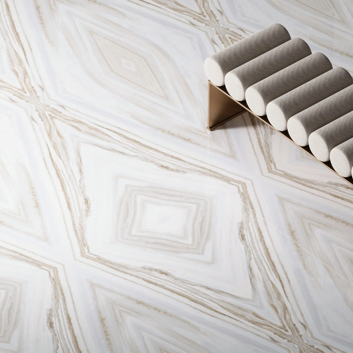 Gresie Exterior / Interior Porțelanată Inox White Bookmatch B 60 x 120 cm Lucioasă Rectificată Tip Marmură