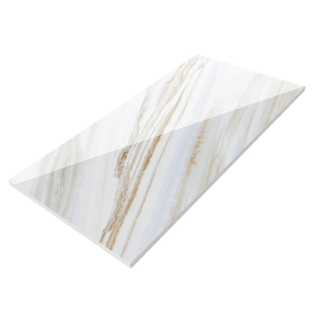 Gresie Exterior / Interior Porțelanată Inox White Bookmatch B 60 x 120 cm Lucioasă Rectificată Tip Marmură