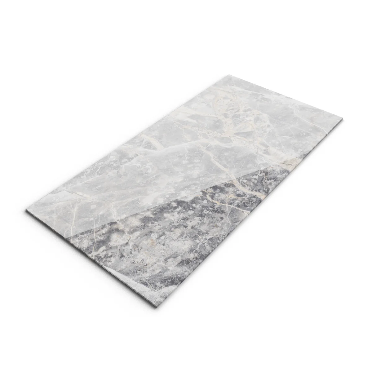 Gresie Exterior / Interior Portelanata Grey Flury 60 x 120 Cm Lucioasa Rectificata Tip Marmura