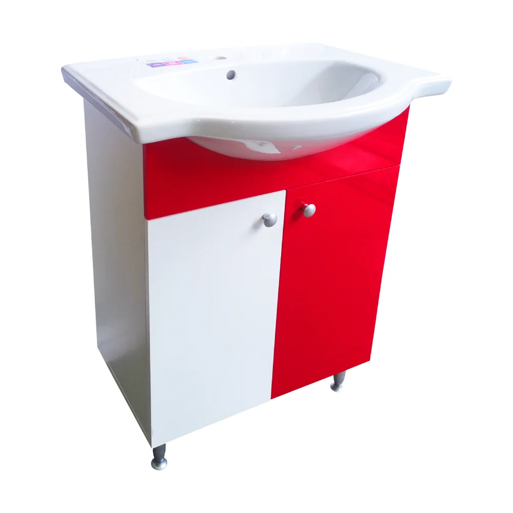 Masca Chiuveta / Lavoar Baie Selena 55 cm Alb-Rosu