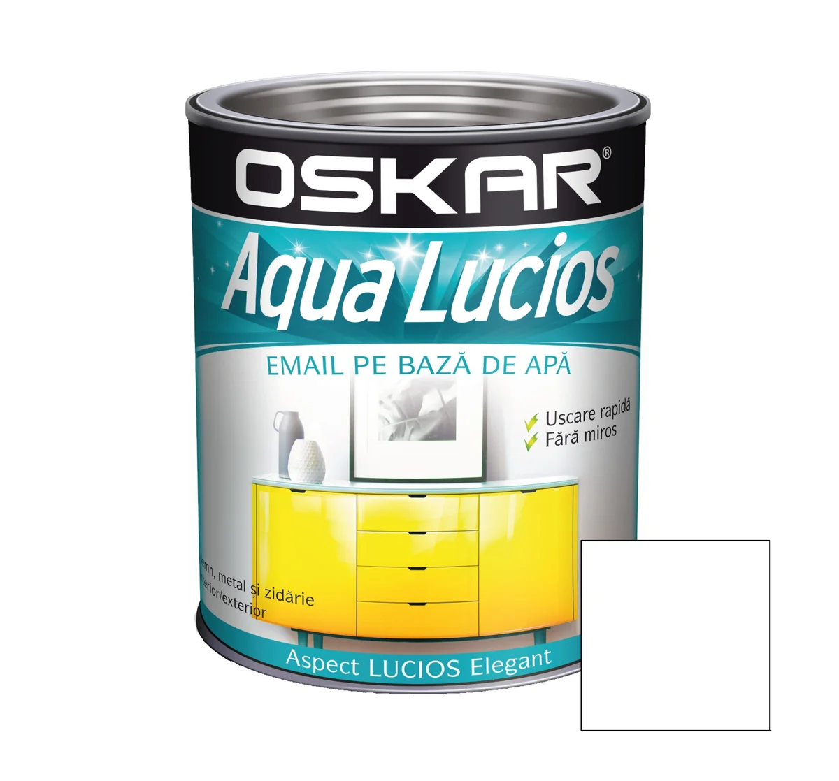 Oskar Aqua Lucios Email Alb Pur 0.6 L