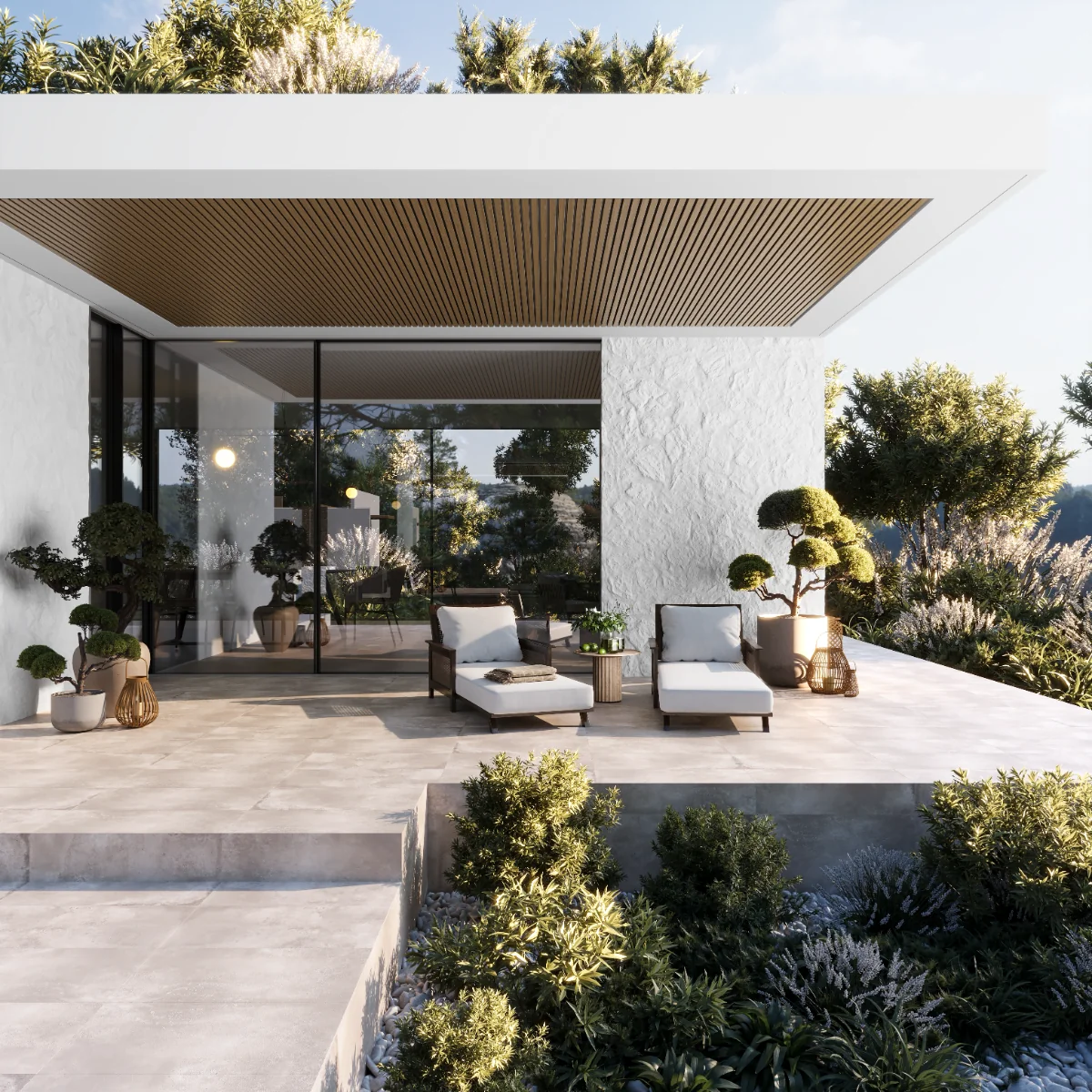 Gresie Portelanata Exterior / Interior Cemento Crema Rustic 60 x 120 cm Mata Rectificata Aspect Ciment