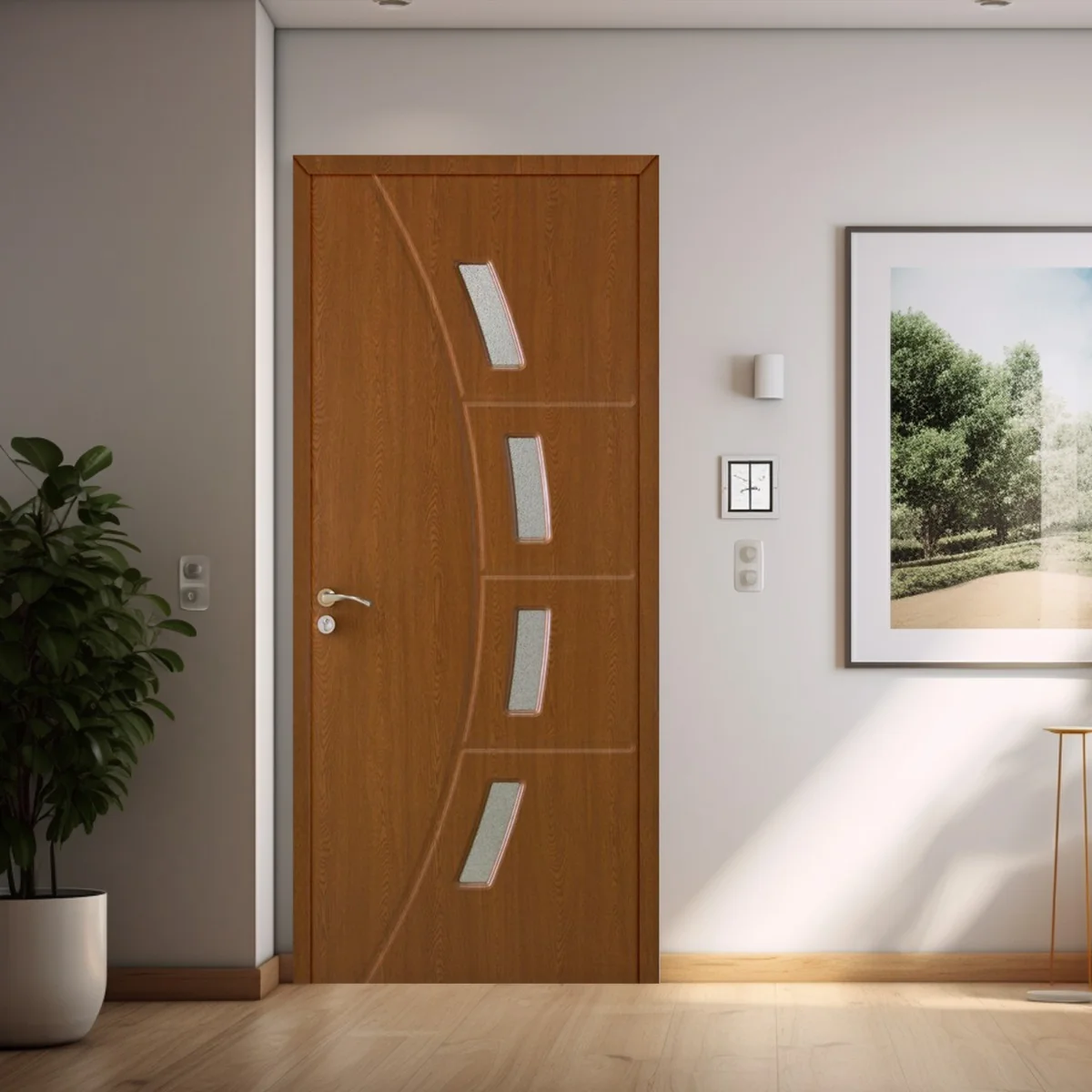 Usa De Interior Din Lemn Modern Cu Geam OP-156 2000/700 Stejar Inchis