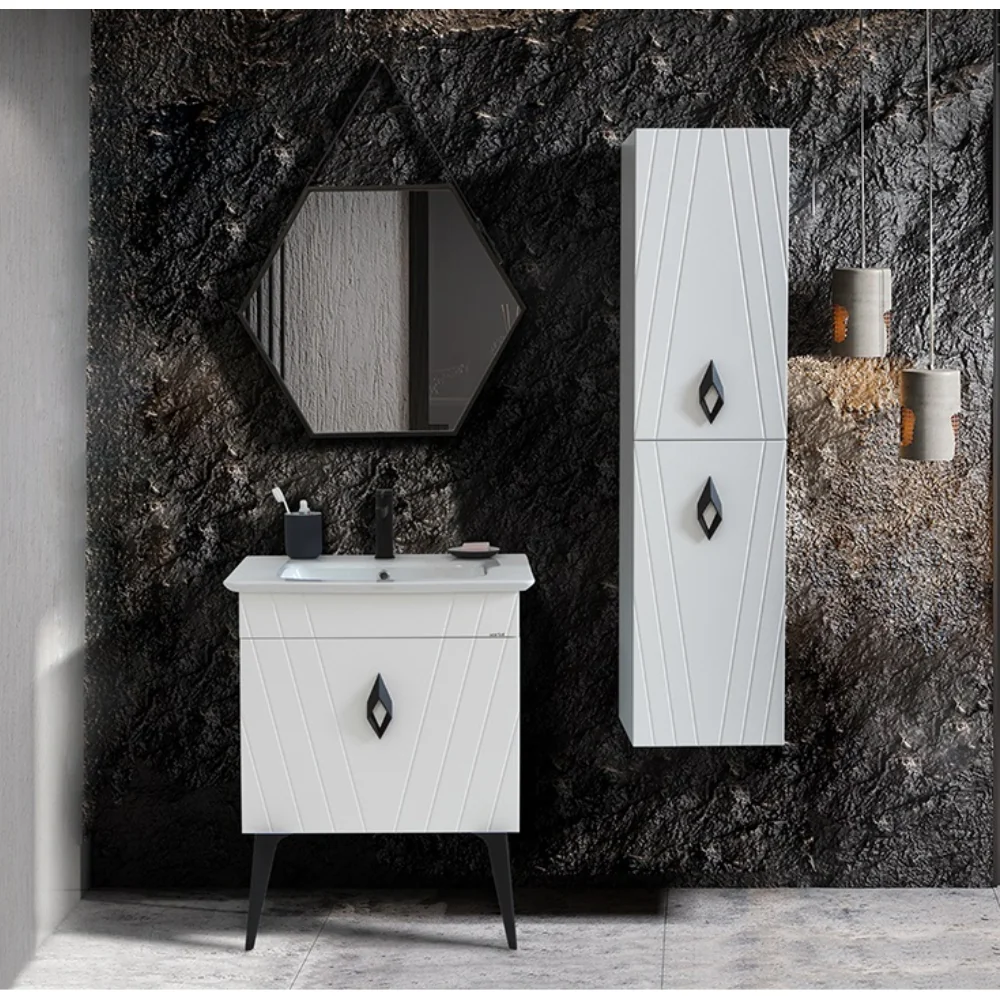 Set Mobilier Baie Riva 3 Piese Alb 90 Cm