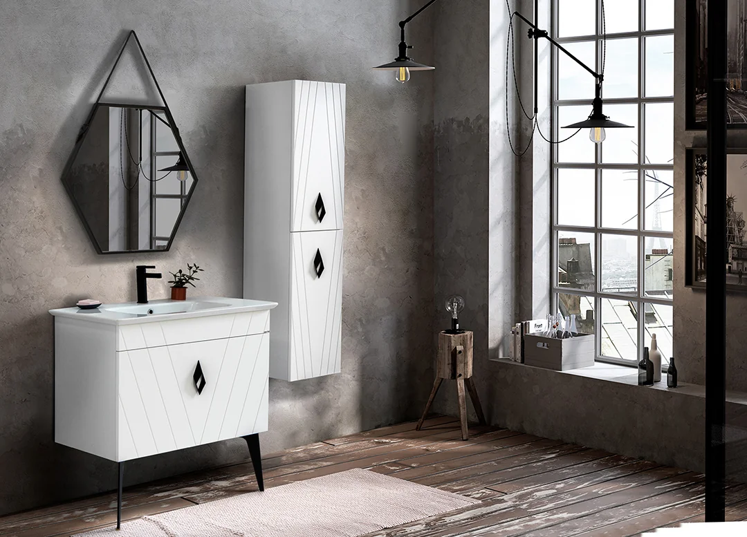 Set Mobilier Baie Riva 3 Piese Alb 90 Cm