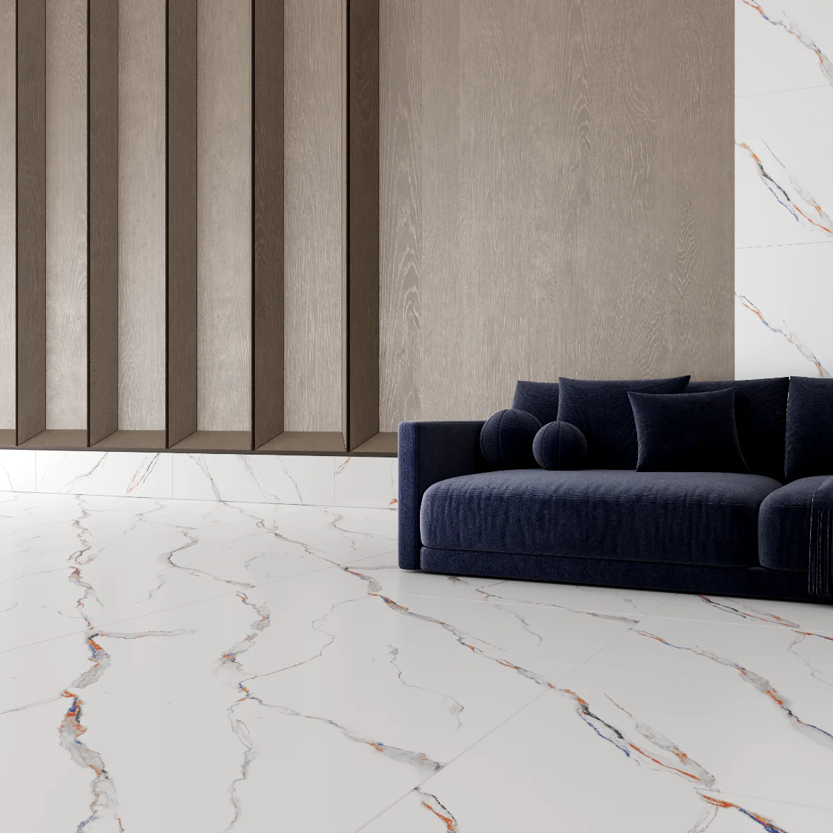 Gresie Exterior / Interior Portelanata Himalaya 60 x 120 Cm Mata Rectificata Tip Marmura