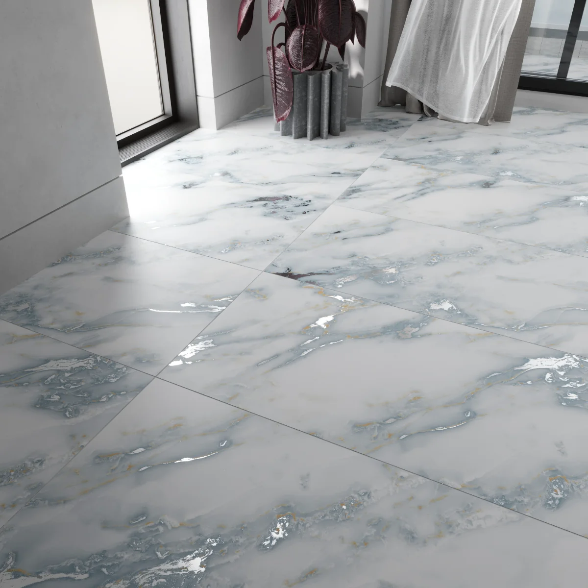 Gresie Exterior / Interior Portelanata Sky Green 60 x 120 Cm Mata Rectificata Tip Marmura