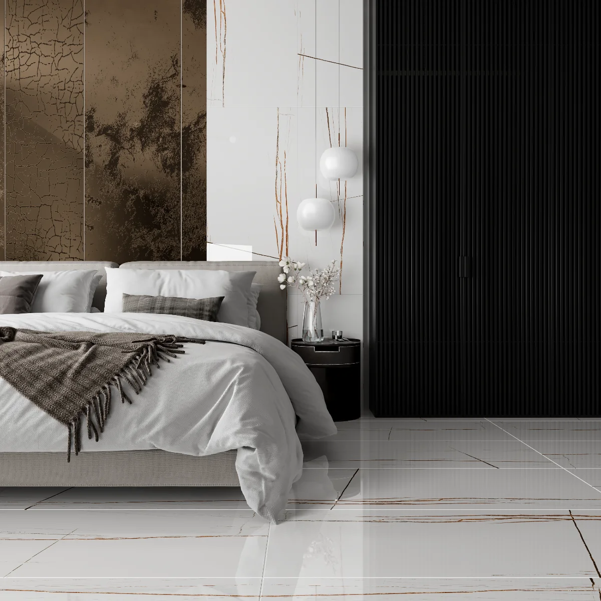 Gresie Exterior / Interior Porțelanată Jeff Lewis White 60 x 120 cm Lucioasă Rectificată Tip Marmură