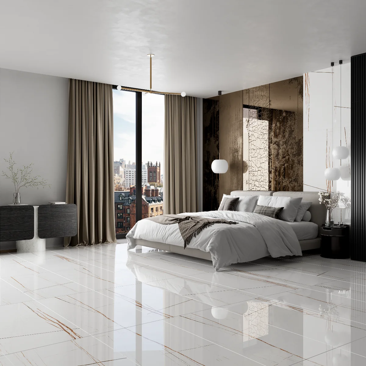 Gresie Exterior / Interior Porțelanată Jeff Lewis White 60 x 120 cm Lucioasă Rectificată Tip Marmură