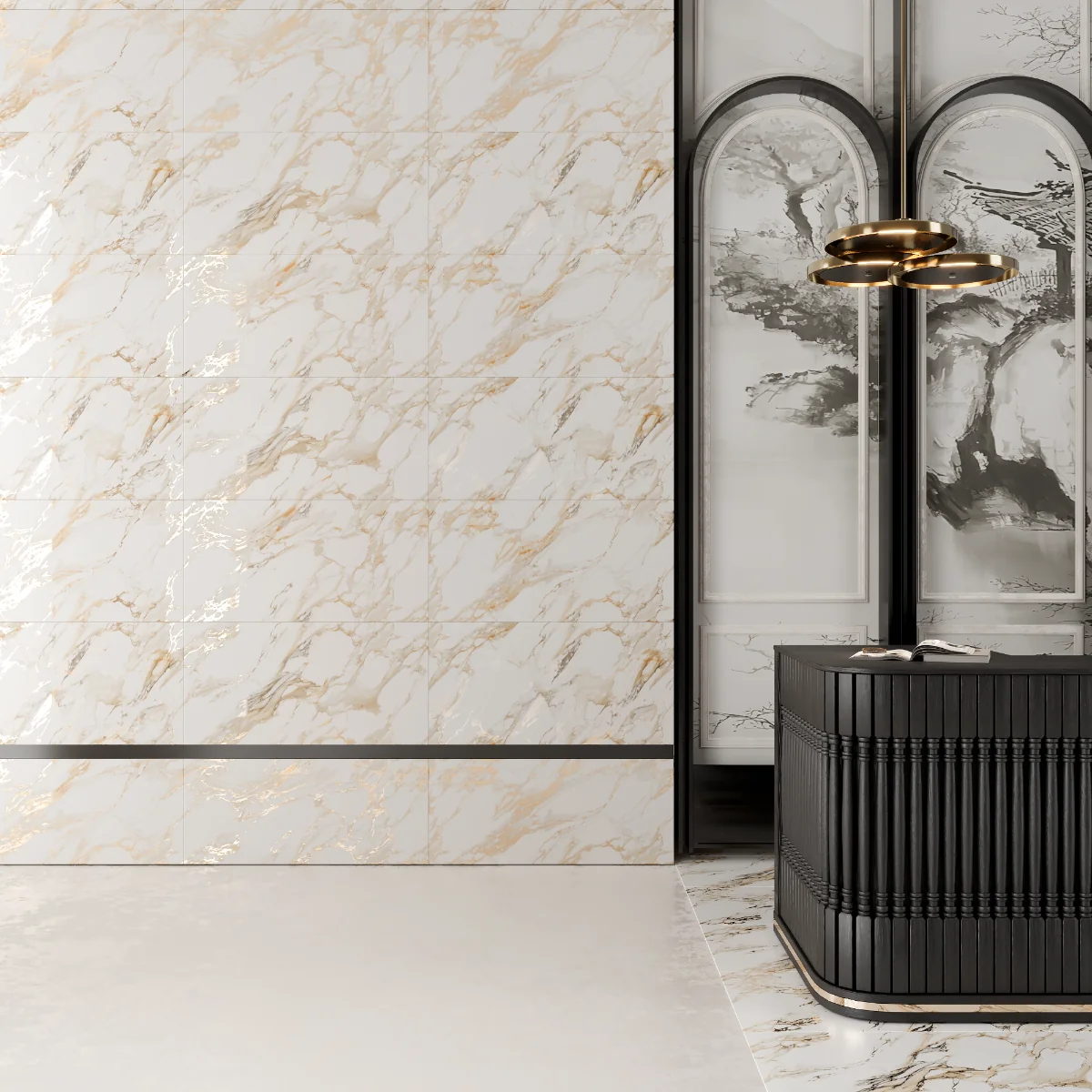 Gresie Portelanata Exterior / Interior Crash Gold 60 x 120 cm Mata Rectificata Tip Marmura