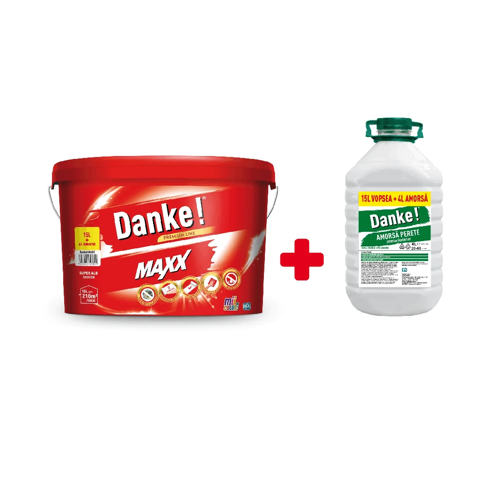 Vopsea Lavabilă Pentru Interior Danke Maxx 15 L + Amorsă 4 L