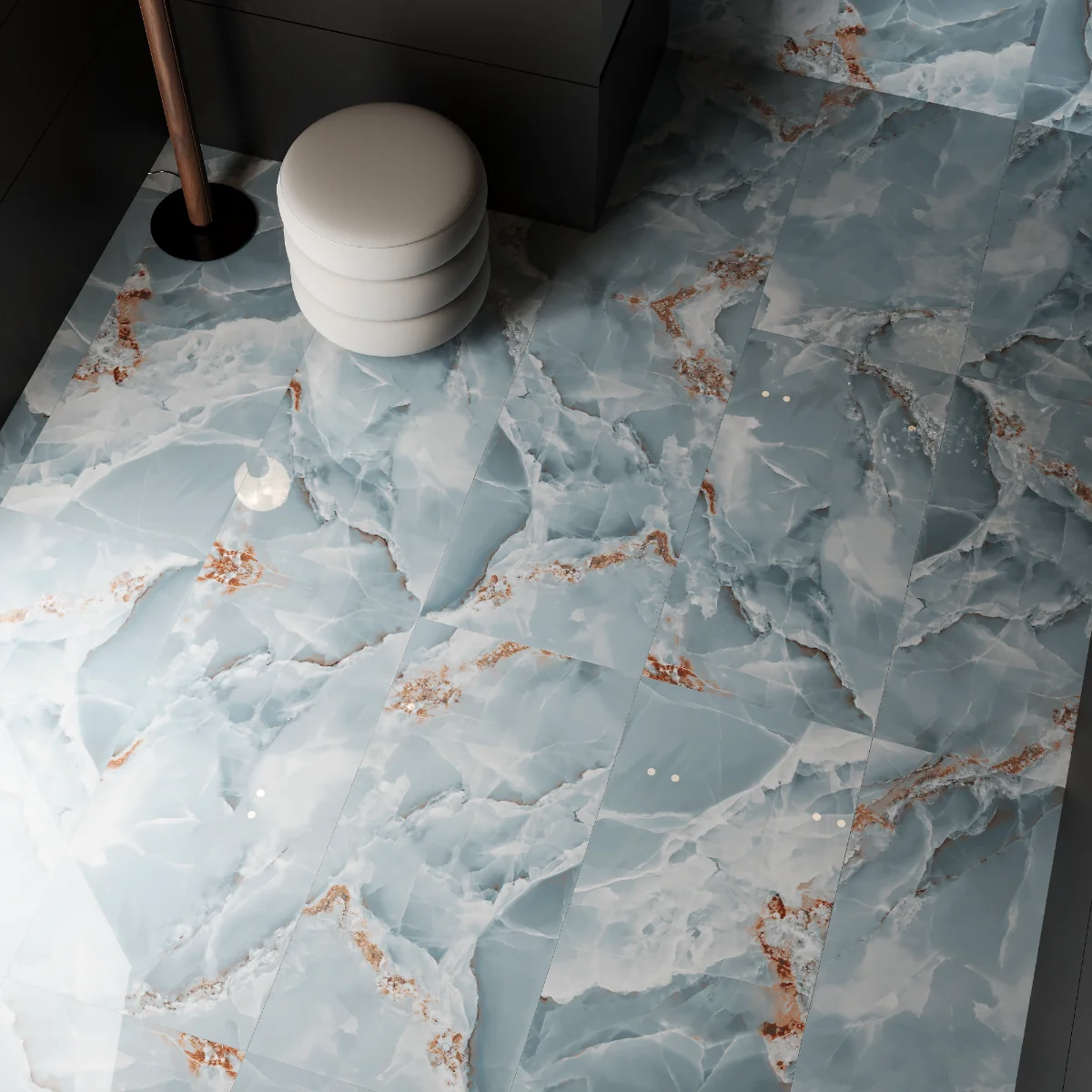 Gresie Portelanata Exterior / Interior Dazzle Onyx Aqua 60 x 120 cm Lucioasa Rectificata Tip Marmura