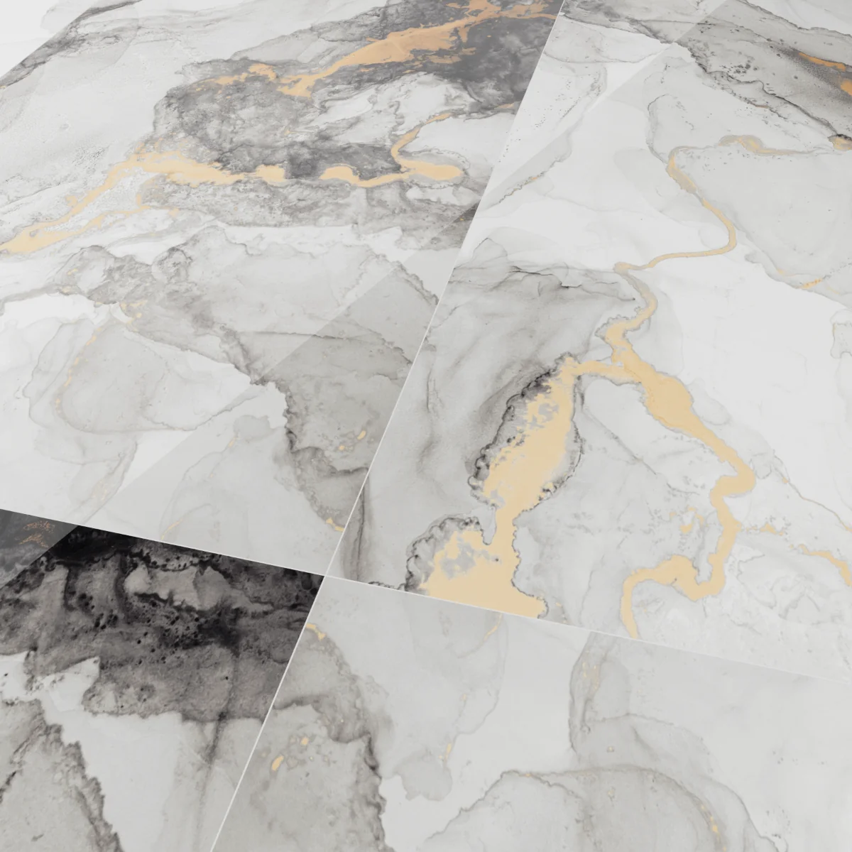 Gresie Exterior / Interior Porțelanată Smoke Gold 60 x 120 Cm Lucioasă Rectificată Tip Marmură