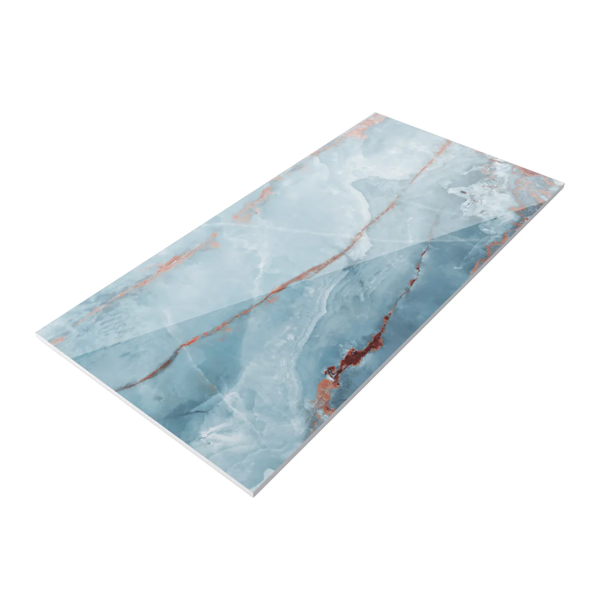 Gresie Exterior / Interior Porțelanată Onyx Aqua 60 x 120 Cm Lucioasă Rectificată Tip Marmură