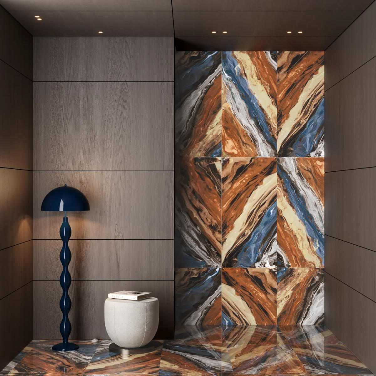 Gresie Portelanata Exterior / Interior Cacao Brown 60 x 120 cm Lucioasa Rectificata Tip Marmura