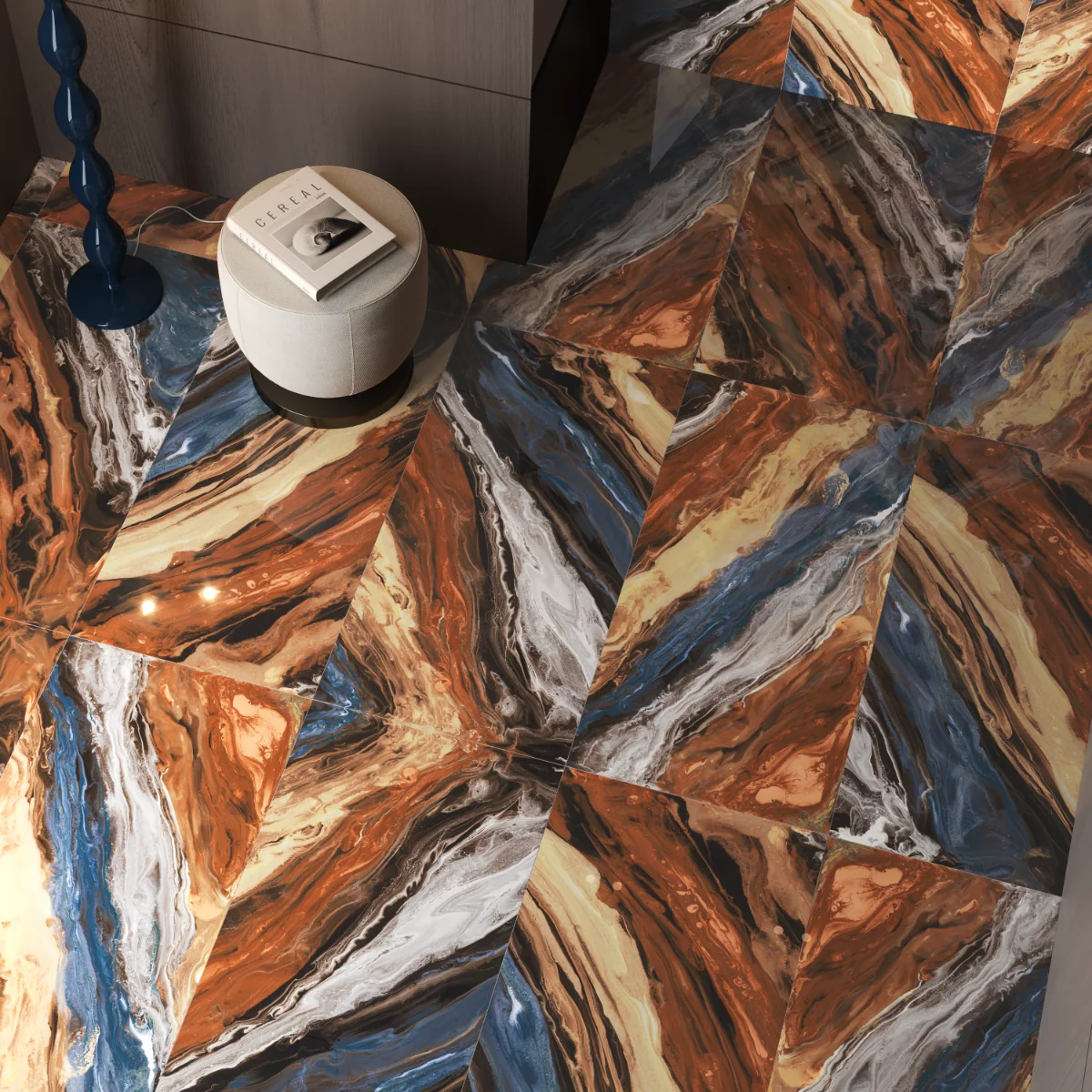 Gresie Portelanata Exterior / Interior Cacao Brown 60 x 120 cm Lucioasa Rectificata Tip Marmura