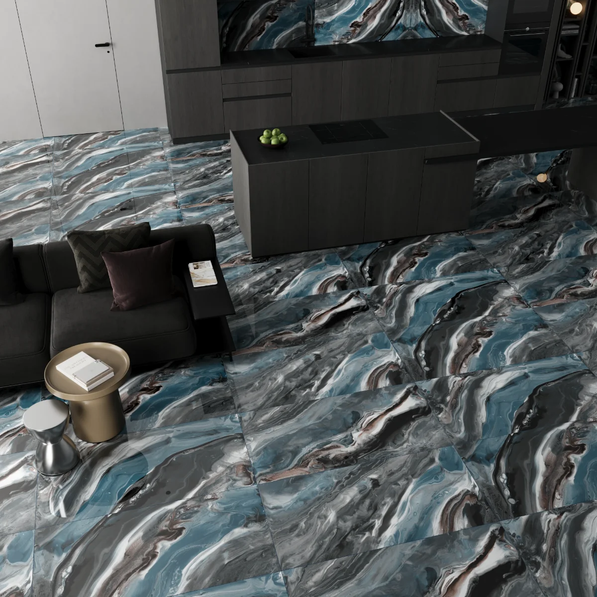 Gresie Exterior / Interior Portelanata New Aqua 60 x 120 Cm Lucioasa Rectificata Tip Marmura