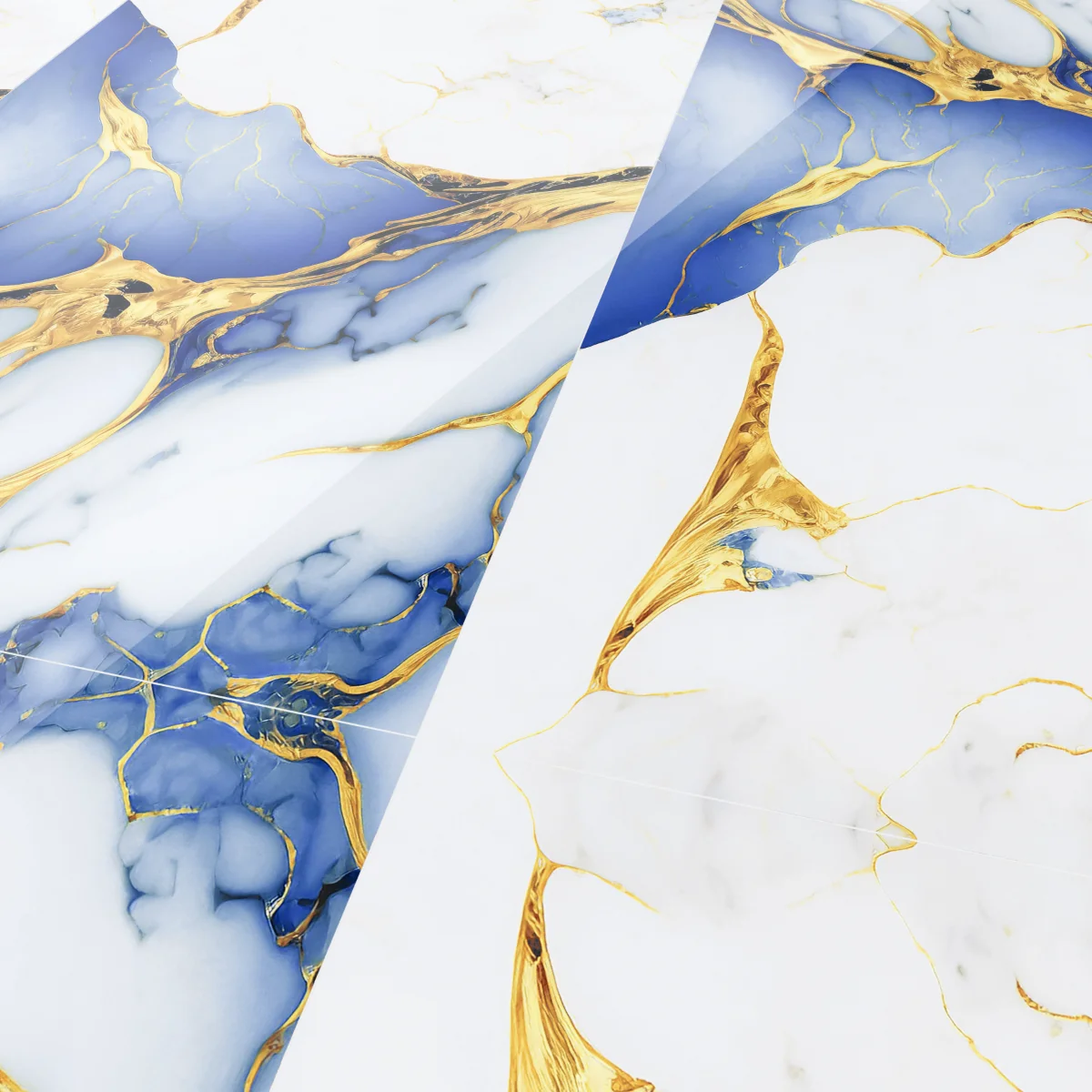 Gresie Exterior / Interior Portelanata Aqua Blue Gold 60 x 120 cm Lucioasa Rectificata Tip Marmura