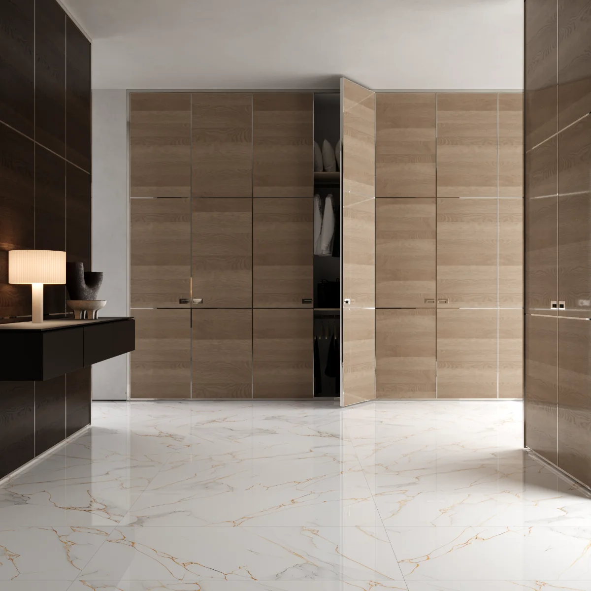 Gresie Exterior / Interior Portelanata Ice Gold White 60 x 120 Cm Lucioasa Rectificata Tip Marmura