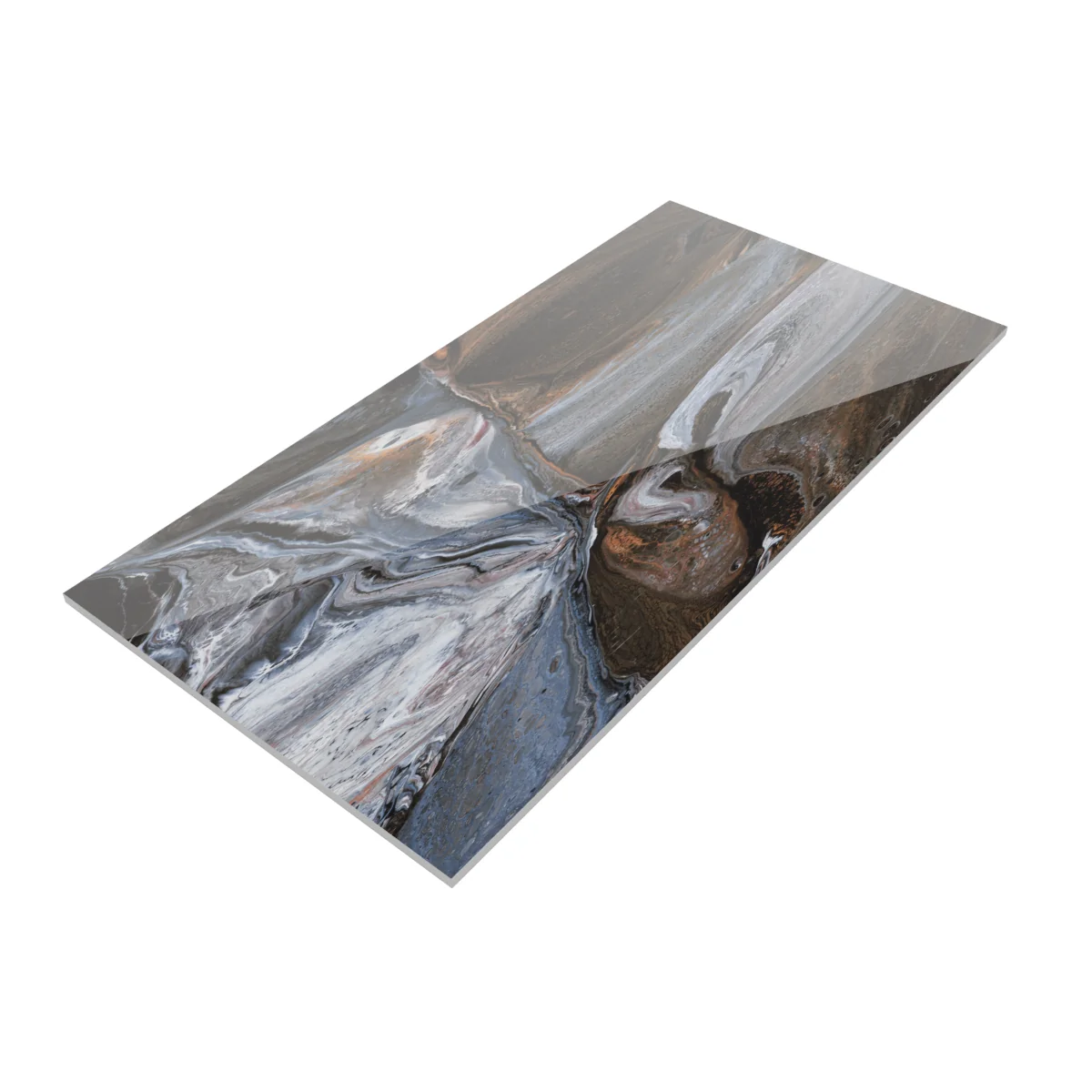 Gresie Exterior / Interior Portelanata Gravel Blue 60 x 120 cm Lucioasa Rectificata Tip Marmura