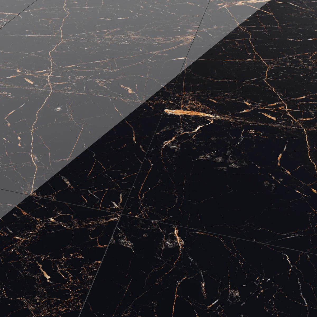 Gresie Exterior / Interior Porțelanată Golden Black 60 x 120 cm Lucioasă Rectificată Tip Marmură