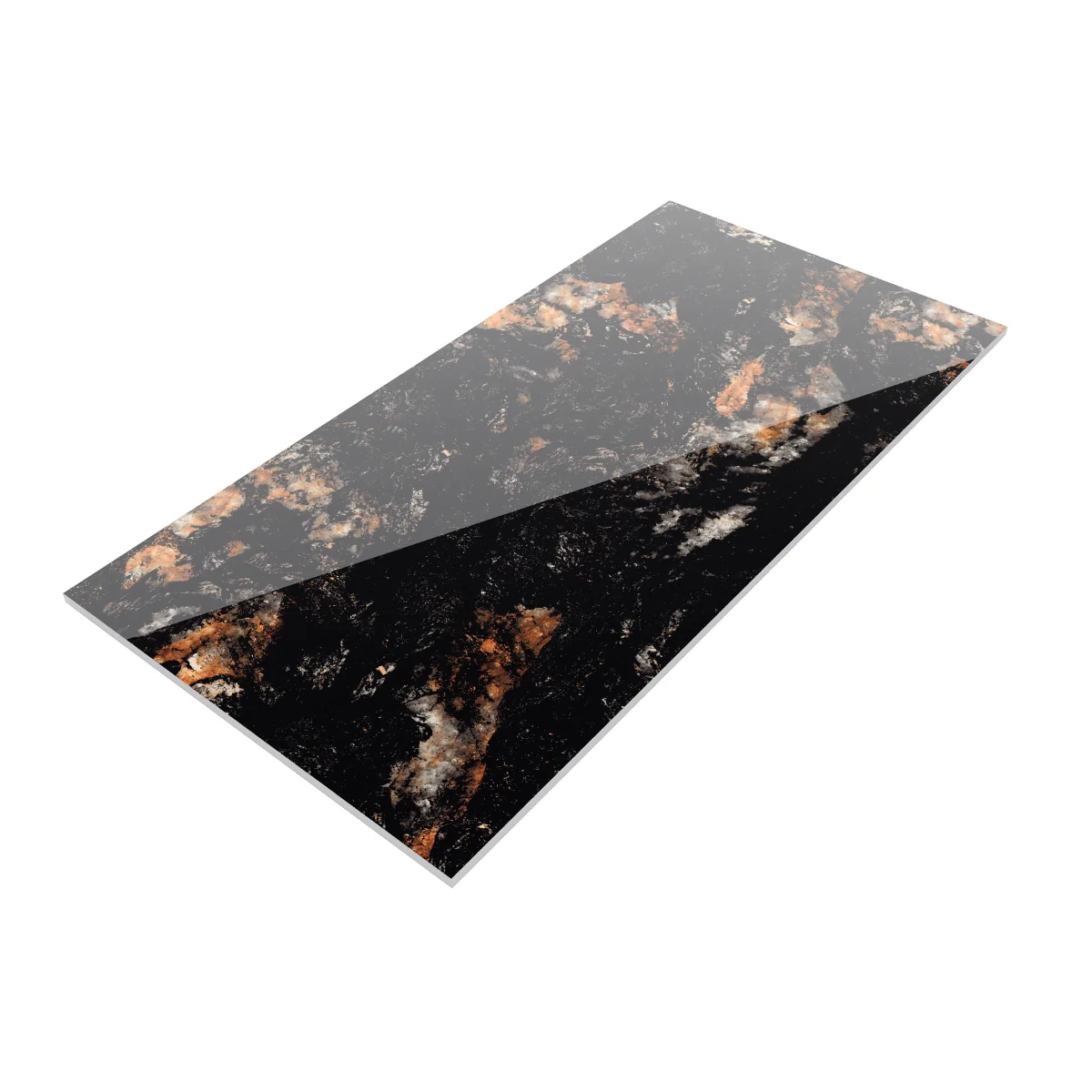 Gresie Exterior / Interior Portelanata Midnight Black 60 x 120 cm Lucioasa Rectificata Tip Marmura