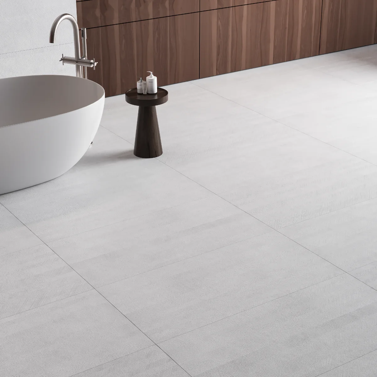 Gresie Exterior / Interior Antiderapantă Drift White 60 x 120 cm Mată Porțelanată Rectificată Aspect Ciment