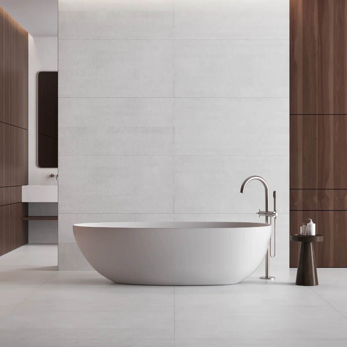 Gresie Exterior / Interior Antiderapantă Drift White 60 x 120 cm Mată Porțelanată Rectificată Aspect Ciment