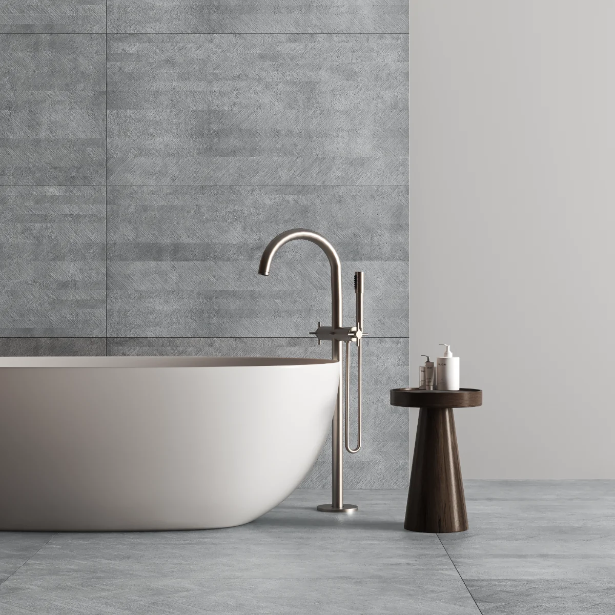 Gresie Exterior / Interior Antiderapantă Drift Grey 60 x 120 Cm Mată Porțelanată Rectificată Aspect Ciment