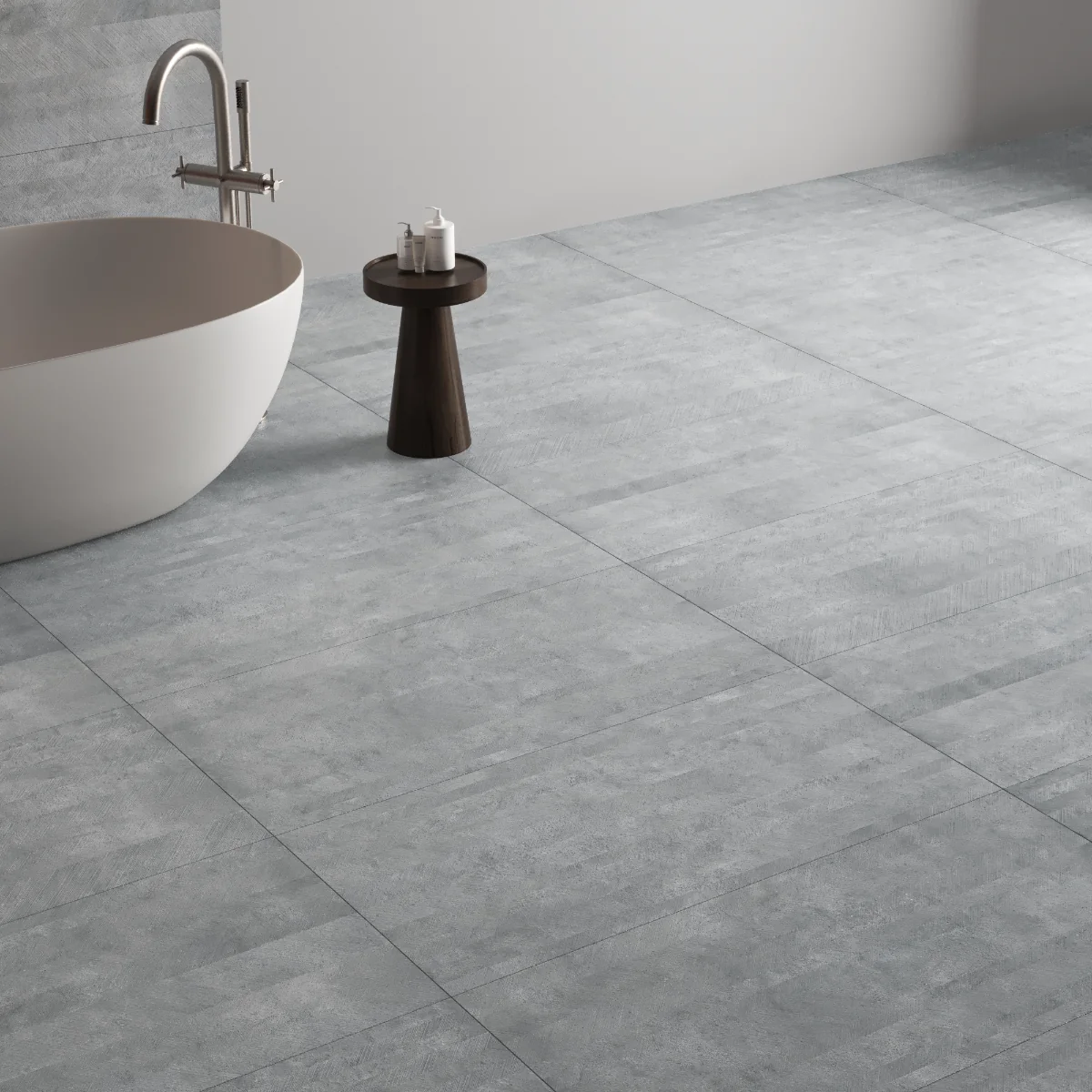 Gresie Exterior / Interior Antiderapantă Drift Grey 60 x 120 Cm Mată Porțelanată Rectificată Aspect Ciment