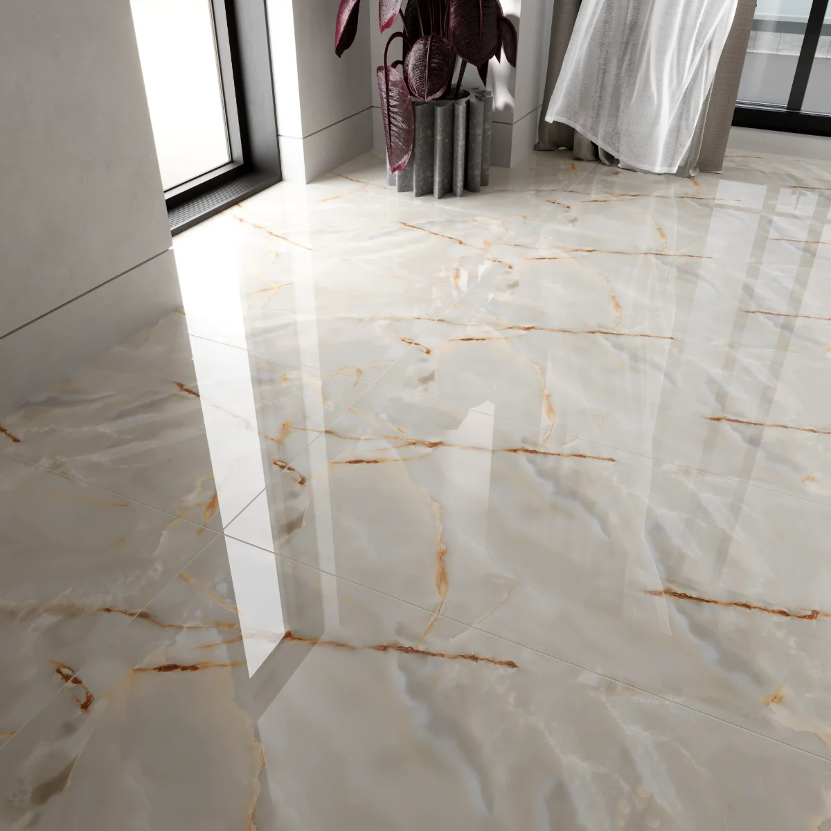 Gresie Rectificata Exterior / Interior Lasa Gold Endless 60 x 120 Cm Lucioasa Portelanata Tip Marmura