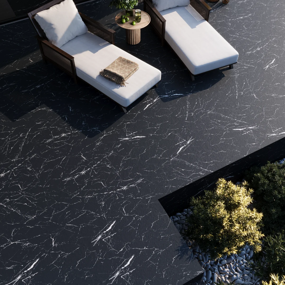 Gresie Exterior / Interior Antiderapanta Anamur Black 60 x 120 cm Mata Portelanata Rectificata Tip Marmura